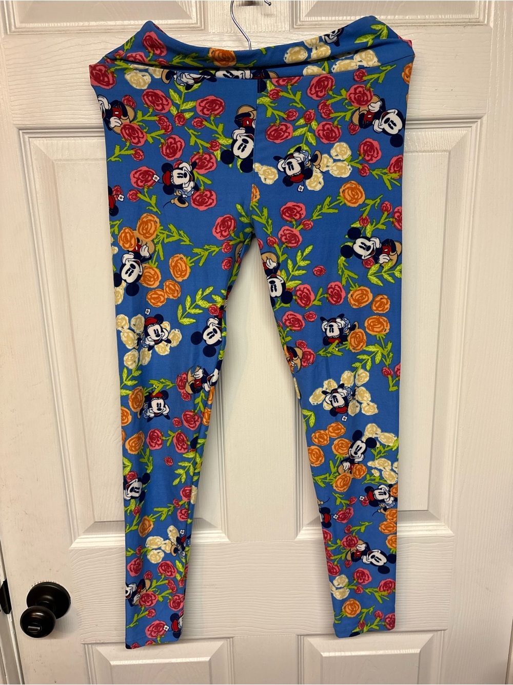 LuLaRoe Blue Mickey Floral Kids Leggings